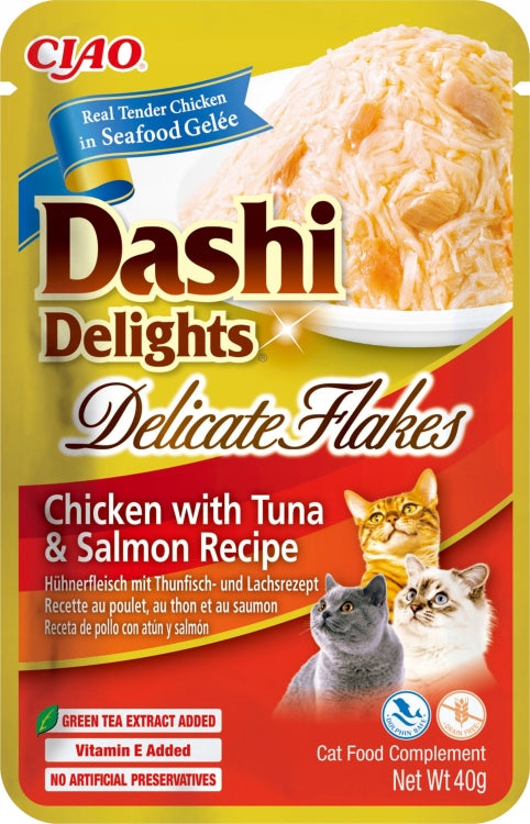 Dashi Delights Delicate Flakes Chicken With Tuna & Salmon Cat Treat Recipe - 40g