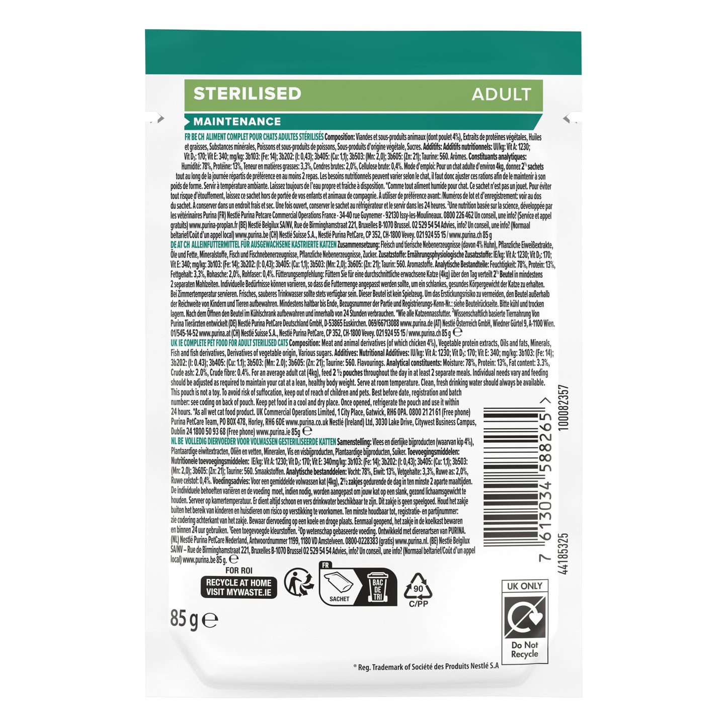 Purina Pro Plan Adult Wet Cat Food, Chicken in Gravy, 85g (26 pouches)