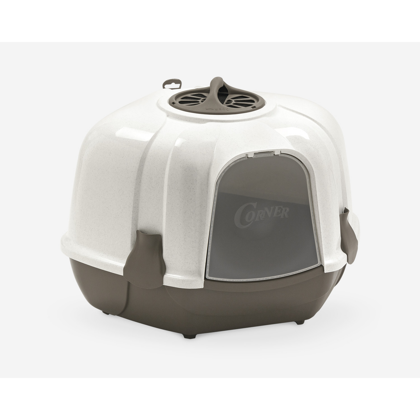 Corner Cat Litter Box Grey & White 52 x 59.5 x 44.5 cm