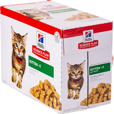 Hills Science Plan Tender Chunks & Gravy Kitten OF Pouches Wet Food - (12x85g)