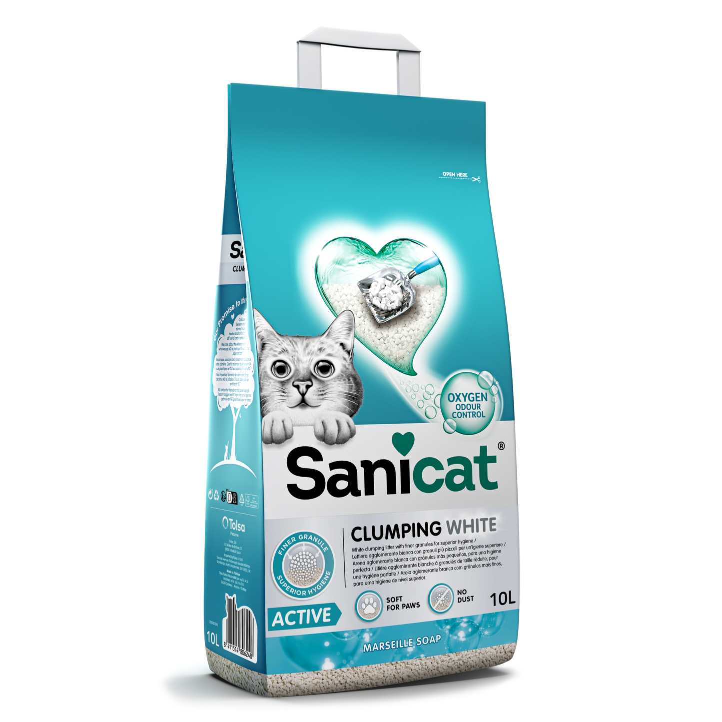 Sanicat Clumping White Active, Cat Litter - 10 L