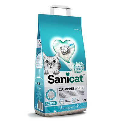 Sanicat Clumping White Active, Cat Litter - 10 L