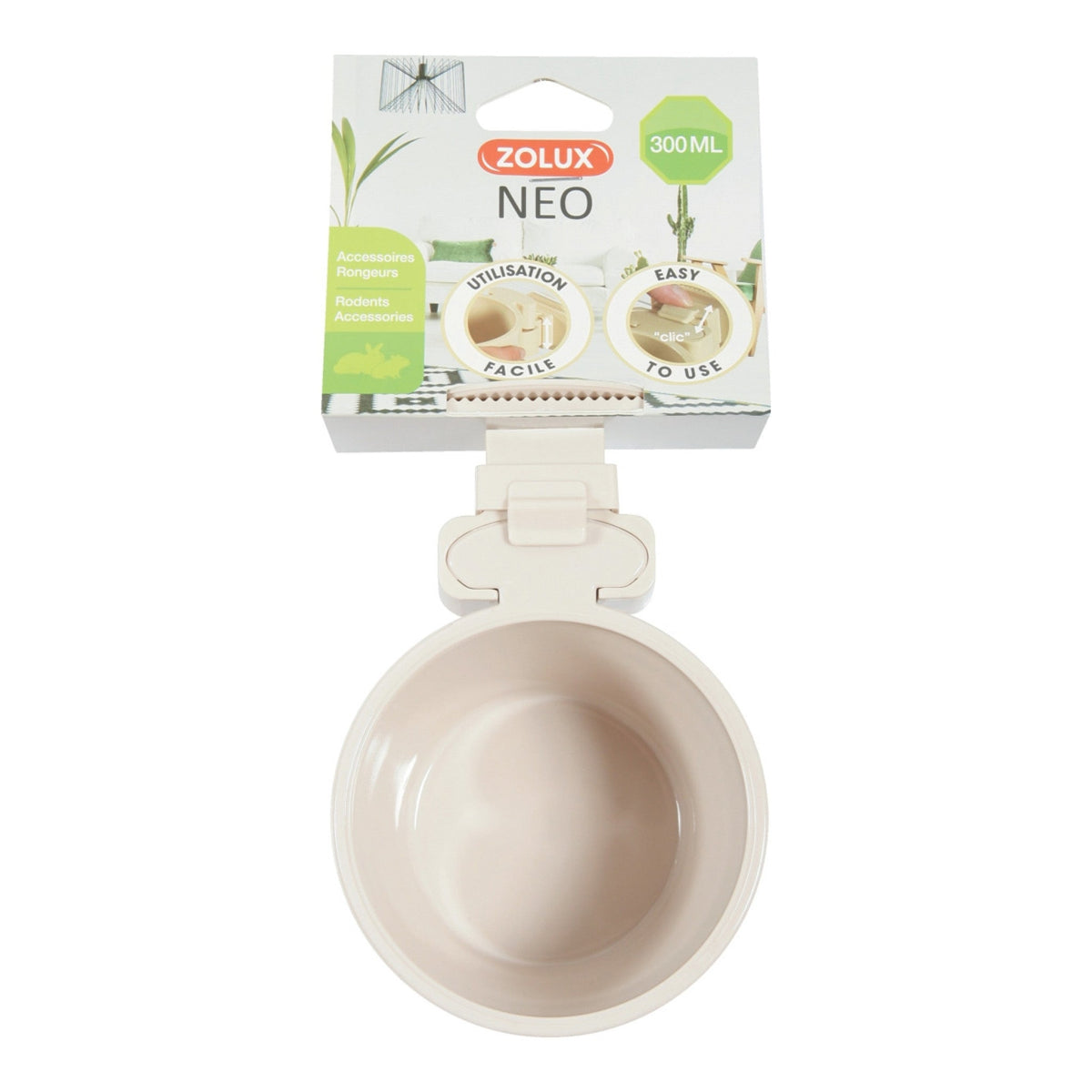 Zolux Neo Rodent Cage Plastic Feeder Beige, 300 ml