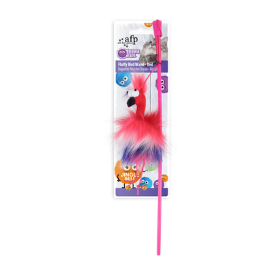 Furry Ball Fluffy Bird Wand Red