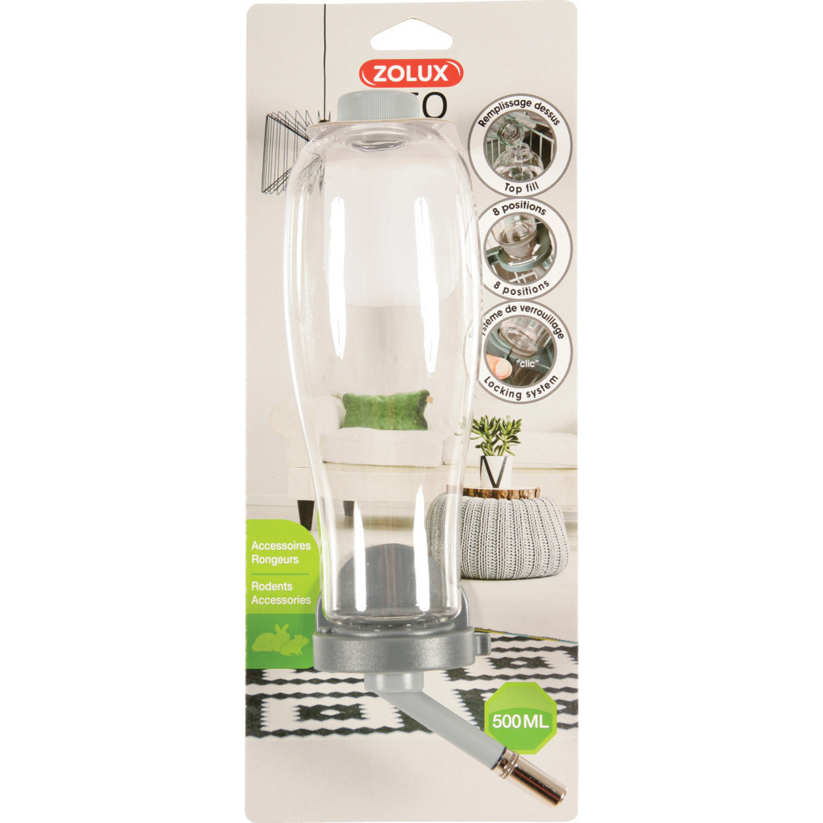 Zolux Rodent Water Feeder Grey, 500 ml