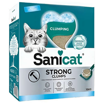 Sanicat Strong Clumps Baby Powder, Cat Litter - 10 kg