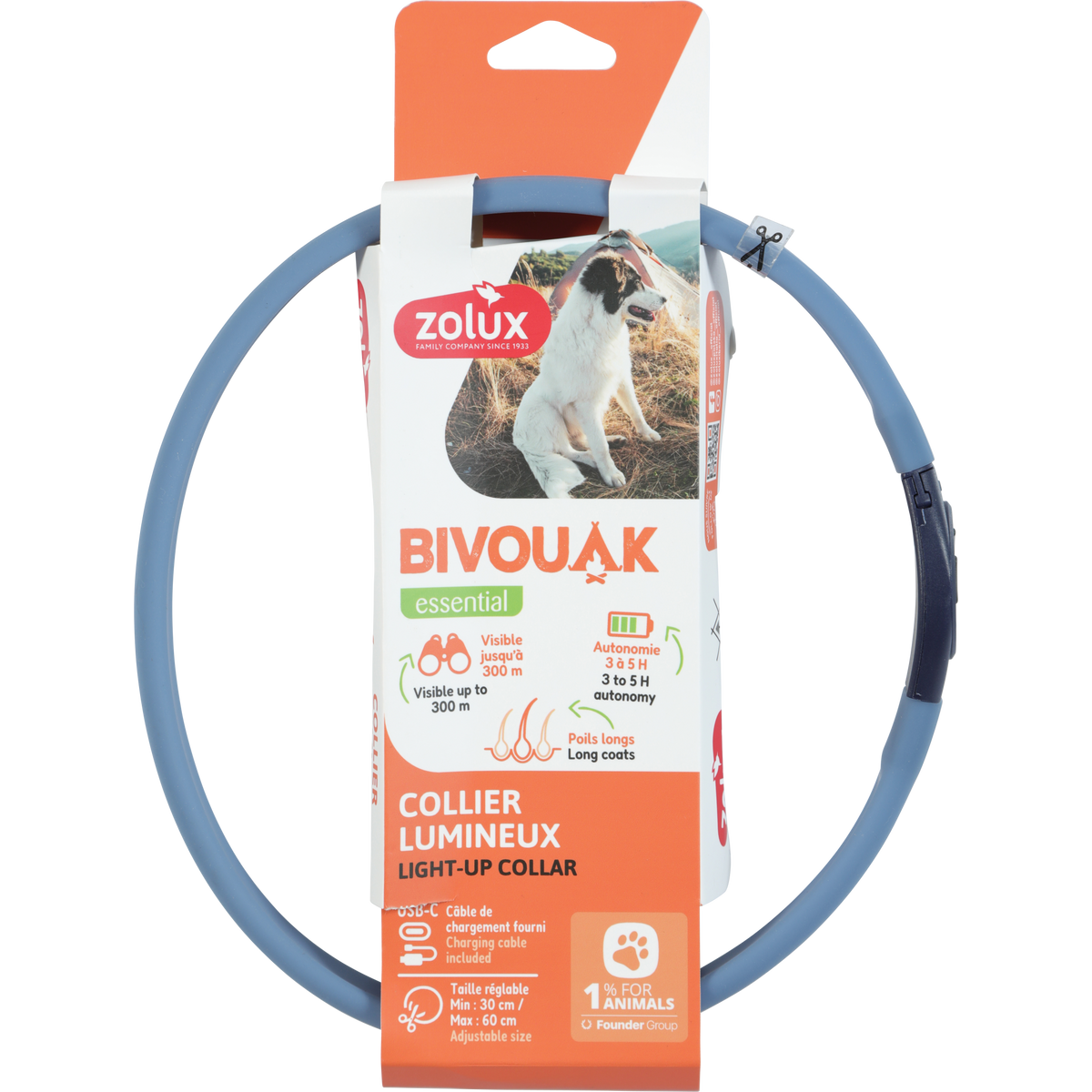 Zolux BVK Led Collar Long-Hair Blue