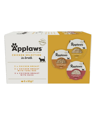 Applaws Chicken Selection in Broth Adult Wet Cat Food 8 x 60g Pot