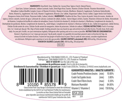 INABA Churu Entrée Pate for Cats, Grain-Free, High Protein, Prebiotic Complete & Balanced Wet Cat Food - Tuna Recipe