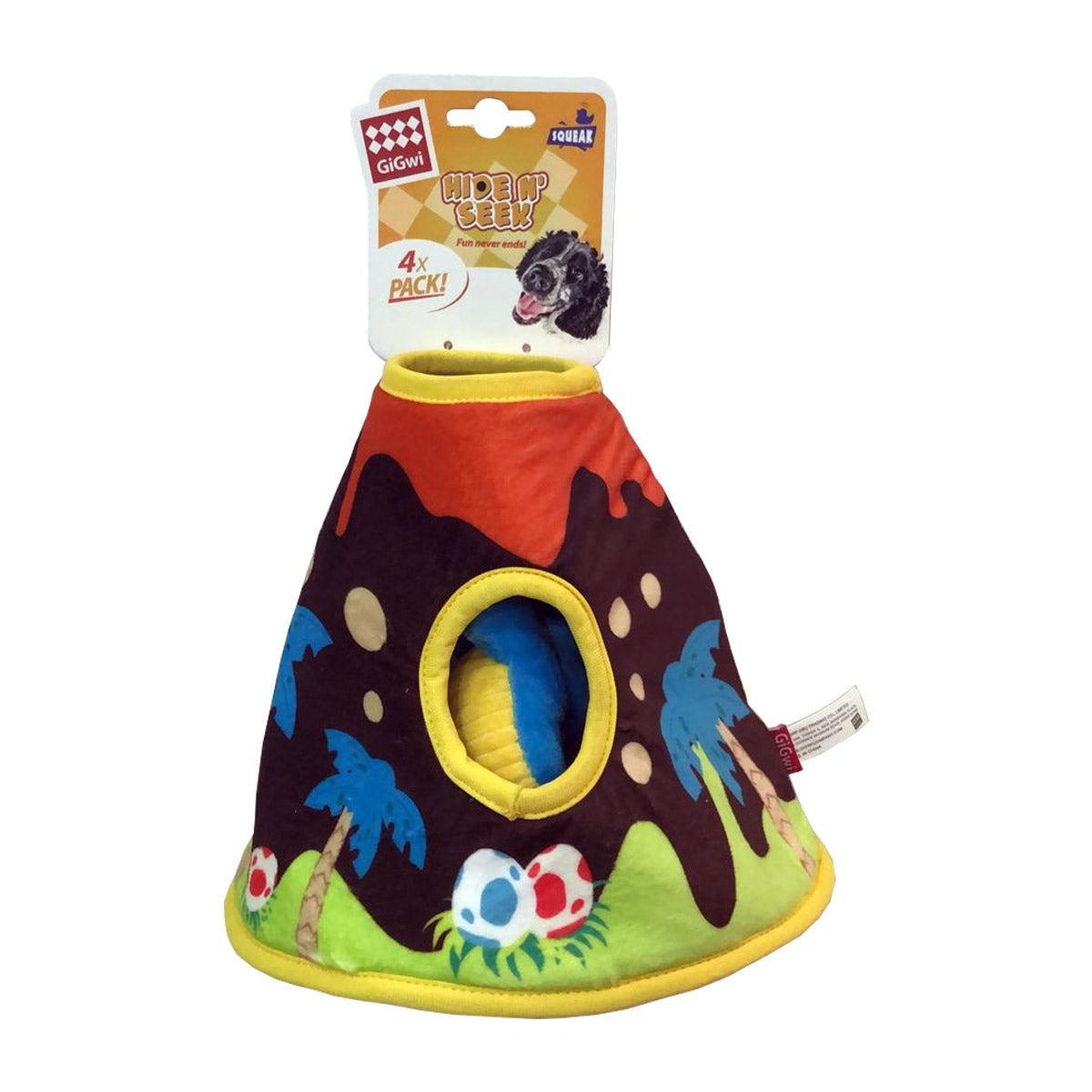 GiGwi Hide N Seek Volcano Park with Two Plush Dino & Dino egg inside