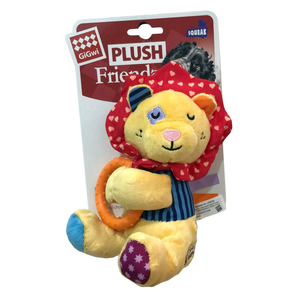 GiGwi Lion Plush Friendz with Squeaker & TPR Ring