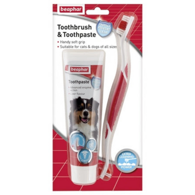 Beaphar Toothbrush & Toothpaste - Combipack for Cats and Dogs