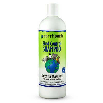 Earthbath Shed Control Shampoo, Green Tea & Awapuhi with Organic Fair Trade Shea Butter, Helps Relieve Shedding & Dander, Made in USA -16 oz
