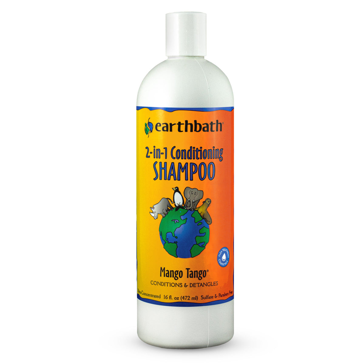 Earthbath 2-in-1 Conditioning Shampoo, Mango Tango®, Conditions & Detangles, Made in USA, 16 oz