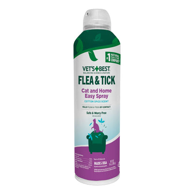 Vets Best Flea and Tick Cat Easy Spray – Cotton Spice Scent, 14 oz.