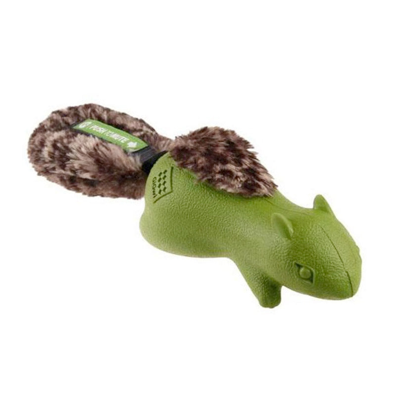 GiGwi Forestail Squirrel Push to Mute with Plush Tail (Green)