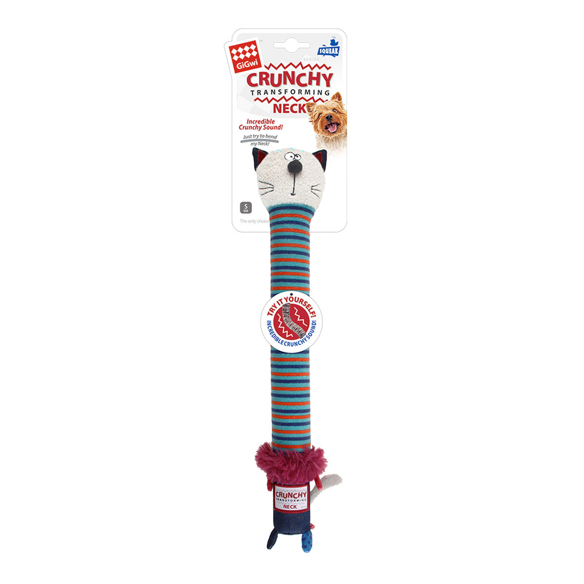 GiGwi Crunchy Neck 'Plush Friendz' Cat with Bone & Squeaker - Small