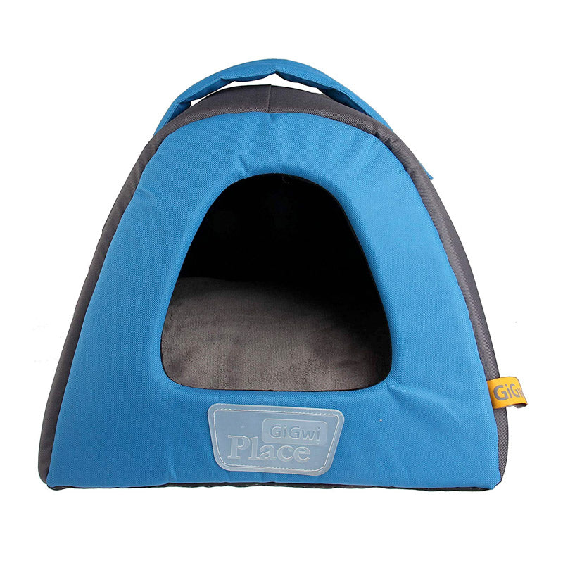 Gigwi Place Pet House Canvas, Plush, TPR Blue & Gray - Small