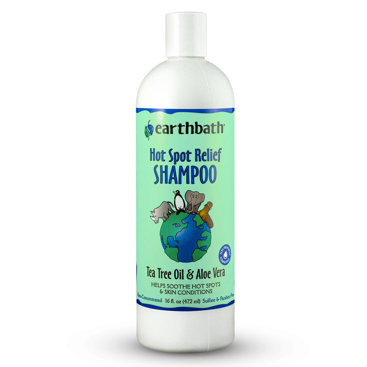 Earthbath Hot Spot Relief Shampoo Tea Tree Oil & Aloe Vera 16oz