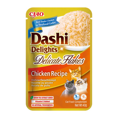 Inaba Dashi Delights Delicate Flakes Chicken Cat Treat Recipe - 40g