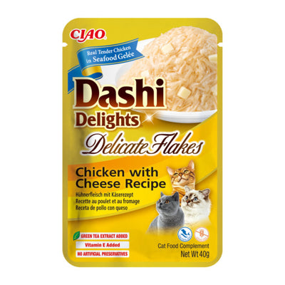 Inaba Dashi Delights Delicate Flakes Chicken with Cheese Cat Treat Recipe - 40g