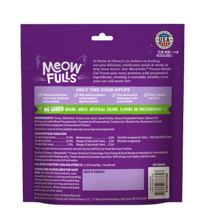 Stella & Chewys Meowfulls Freeze Dried Cat Treats Turkey & Duck Recipe - 1.5 oz