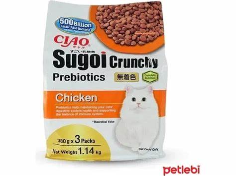 Inaba Ciao Sugoi Crunchy Plus Chicken Prebiotics cat treat 3-pack