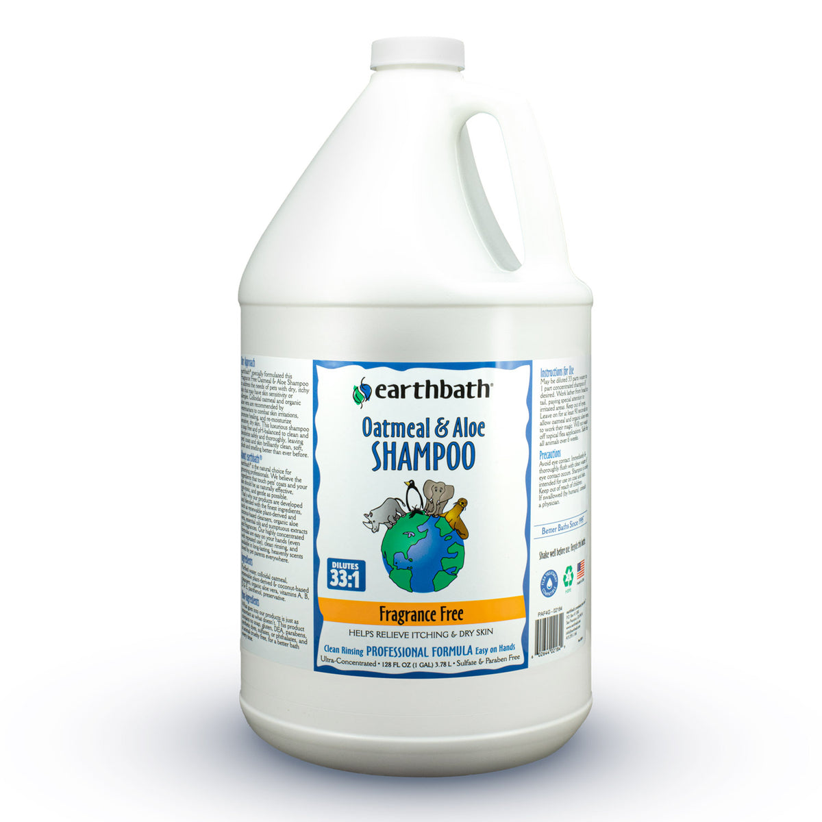 Earthbath Oatmeal & Aloe Shampoo - Fragrance Free, Made in USA, 128 oz (1 Gallon )