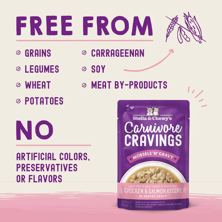 Stella & Chewy's Carnivore Cravings Morsels'N'Gravy - Chicken & Salmon Recipe - 2.8 oz