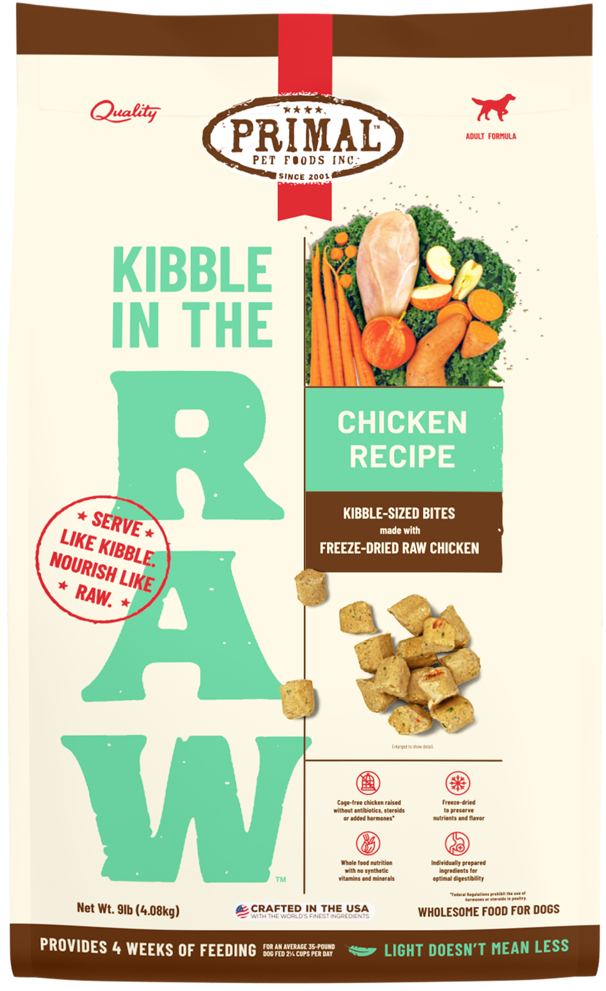 Primal Canine Chicken Kibble in the Raw