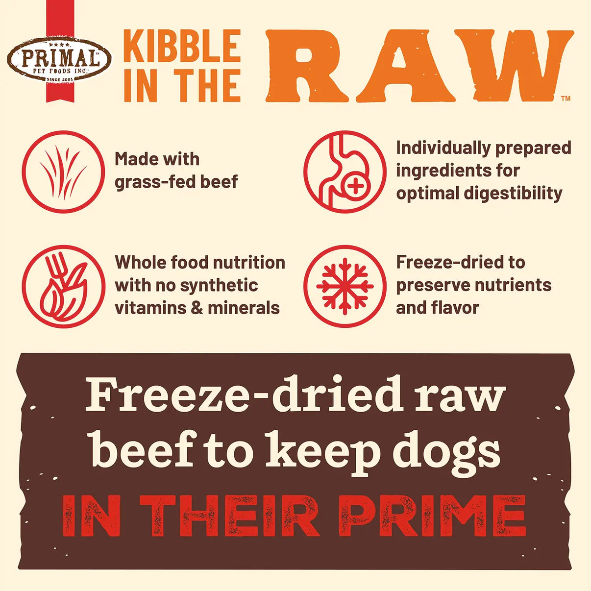 Primal Canine Beef Kibble in the Raw
