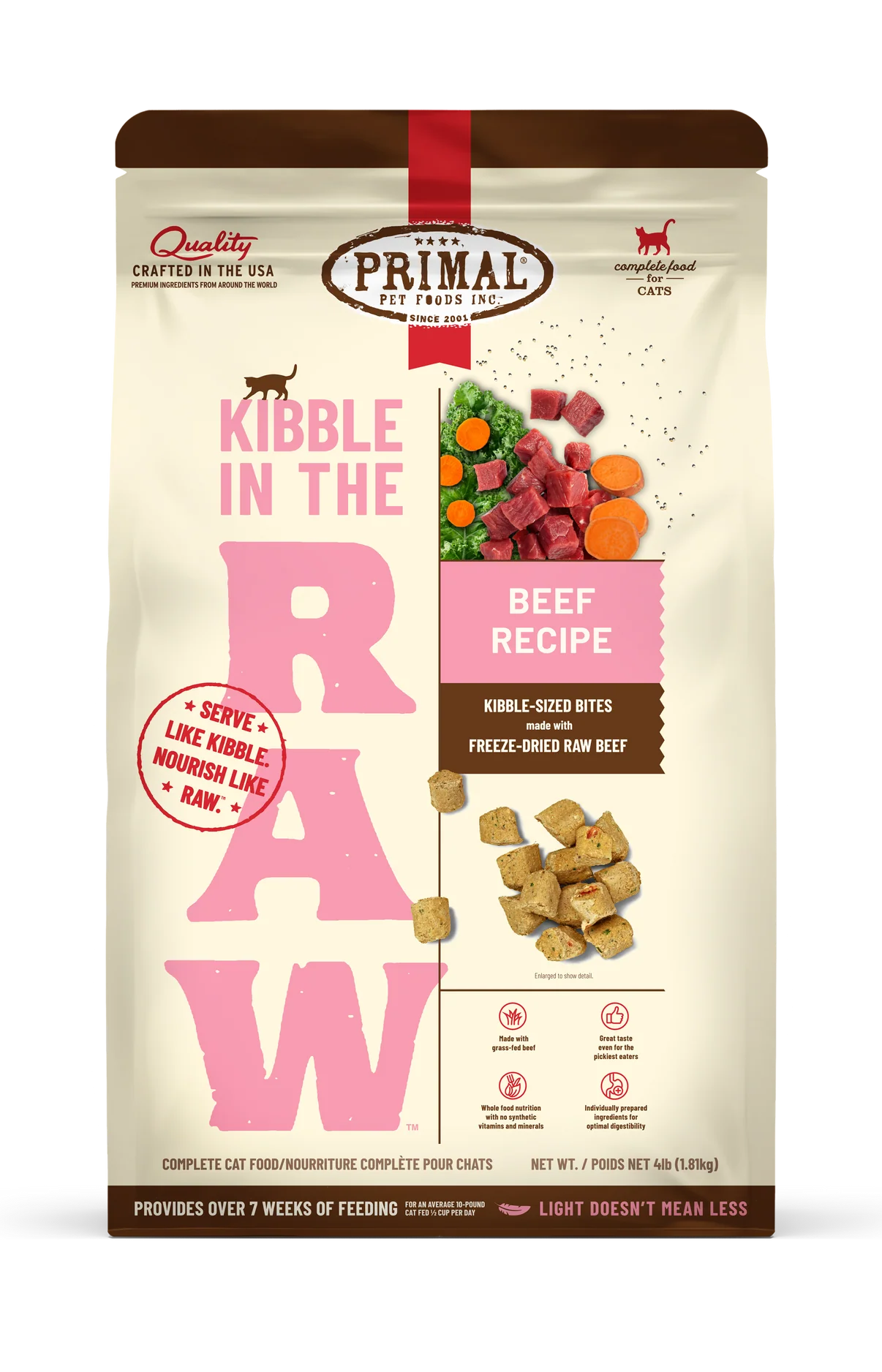 Primal Kibble in the Raw Cat Food – Beef Recipe