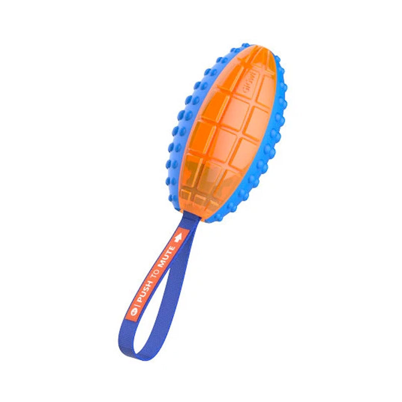 GiGwi Push to Mute Rugby Ball ( Blue/Orange Solid/Transparent )