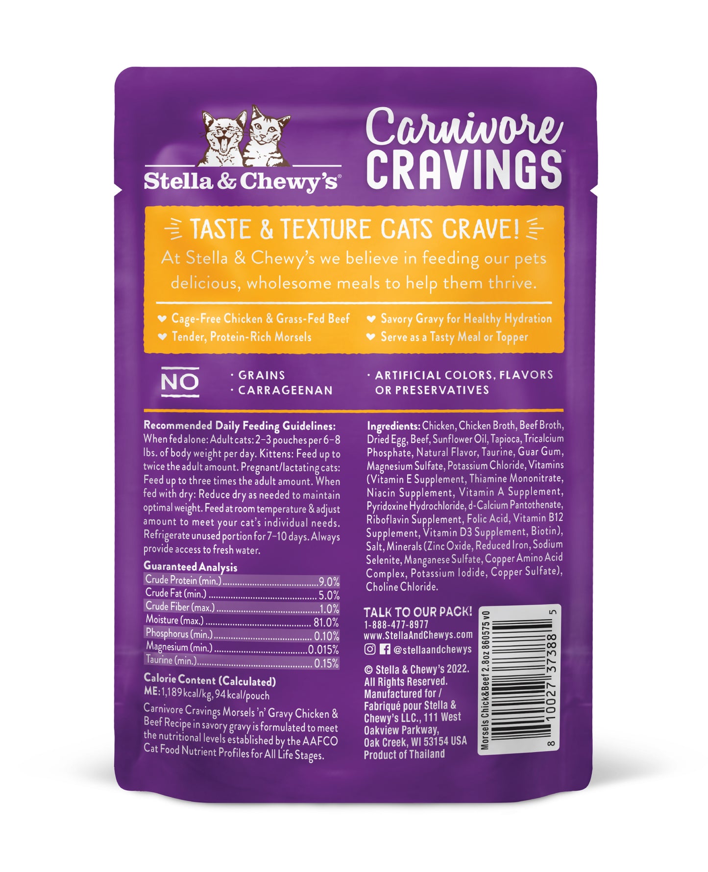 Stella & Chewy's Carnivore Cravings Morsels'N'Gravy- Chicken & Beef Recipe - 2.8 oz