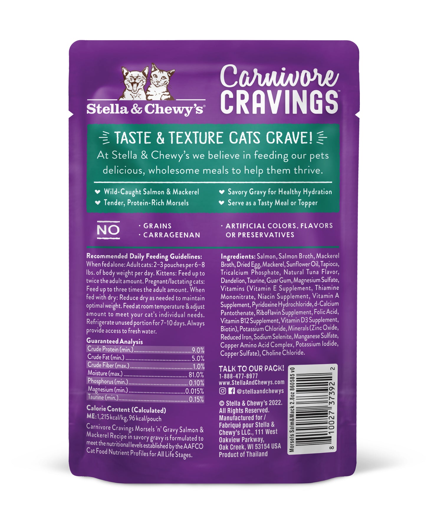 Stella & Chewy's Carnivore Cravings Morsels'N'Gravy - Salmon & Mackerel Recipe - 2.8 oz