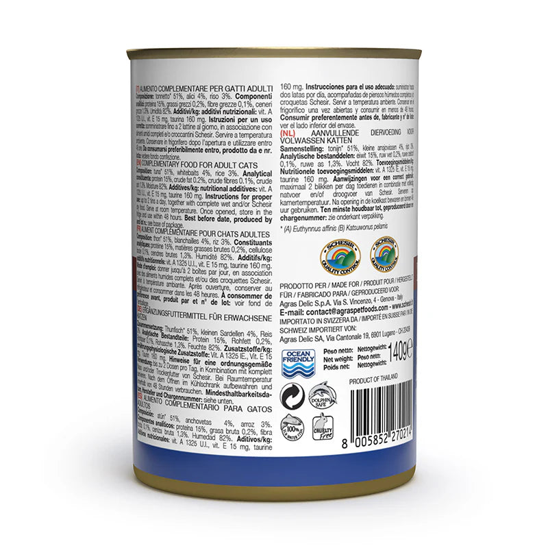 Schesir Cat Can- Wet Food Tuna with Whitebaits - 140g