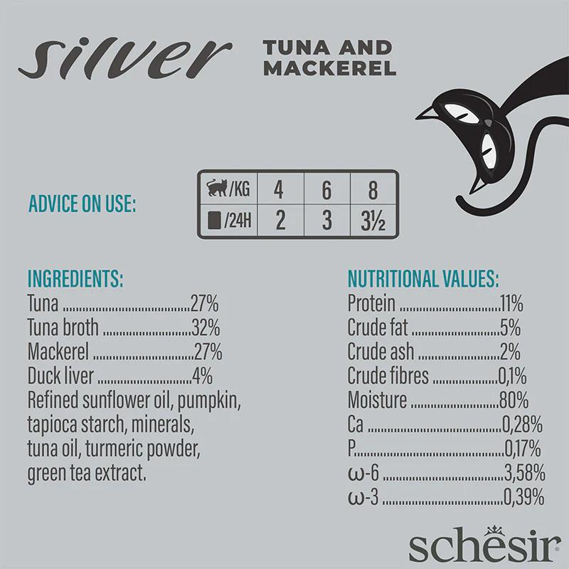 Schesir Silver Senior Cat Wholefood - Tuna And Mackerel 70g