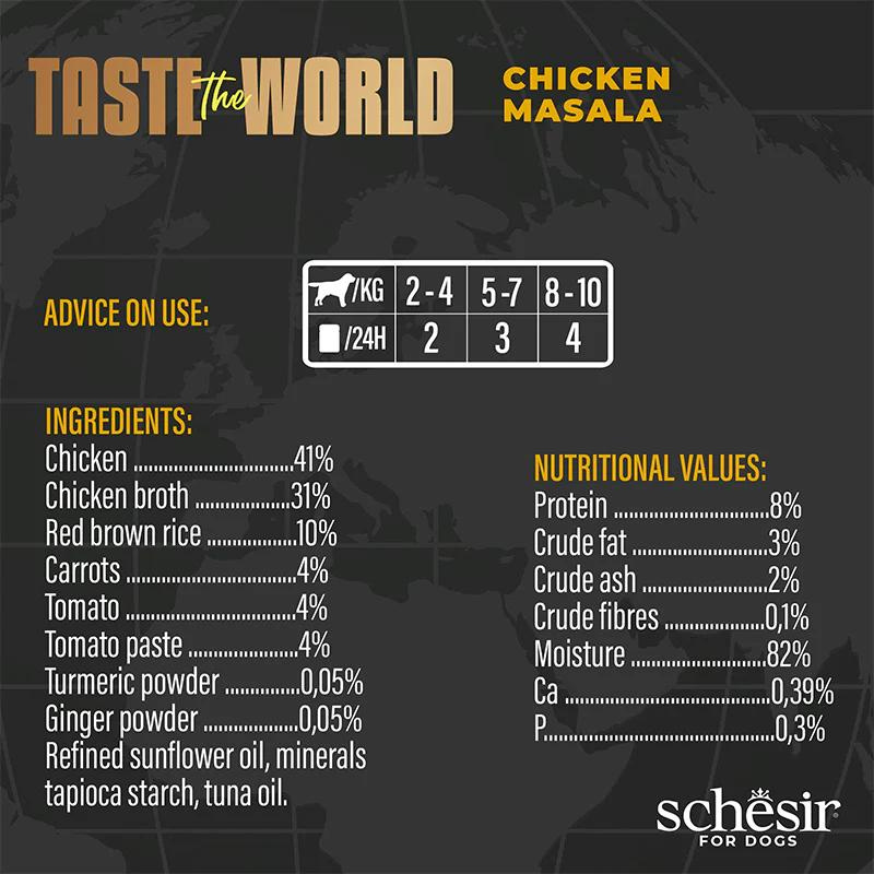 Schesir Taste The World Dog Wholefood - Chicken Masala 150g
