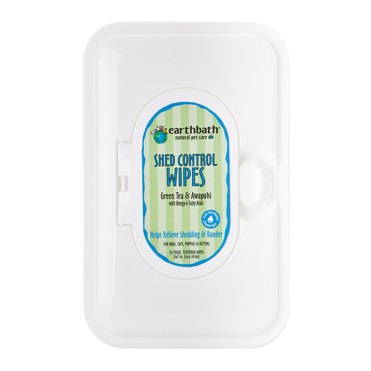 Earthbath Shed Control Wipes, Green Tea & Awapuhi with Omega-6 Fatty Acids, 72 ct re-sealable container
