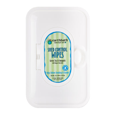 Earthbath Shed Control Wipes, Green Tea & Awapuhi with Omega-6 Fatty Acids, 72 ct re-sealable container