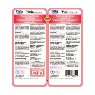 Inaba Twin Packs Tuna & Chicken Recipe Cat Treat in Tuna Broth - 80g