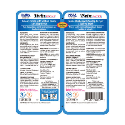Inaba Twin Packs Tuna & Chicken with Scallop Recipe in Scallop Broth Cat Treat - 80g