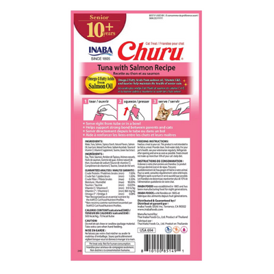Inaba Churu For Senior Cat Tuna With Salmon Recipe - 4PCS/PK - 56g