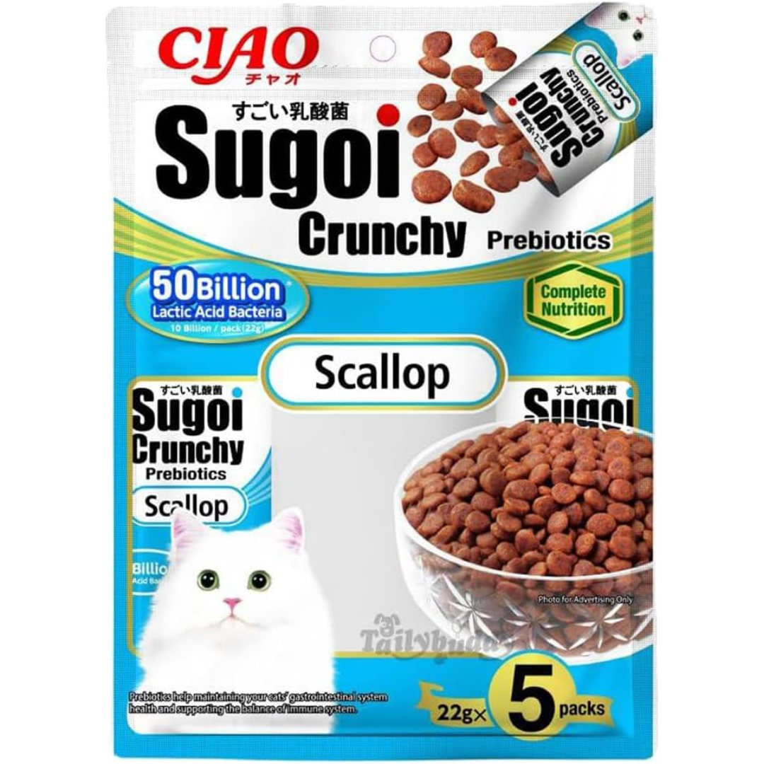 Inaba Ciao Sugoi Crunchy Scallop Flavor Plus Prebiotics - 5PCS/PK - 110g