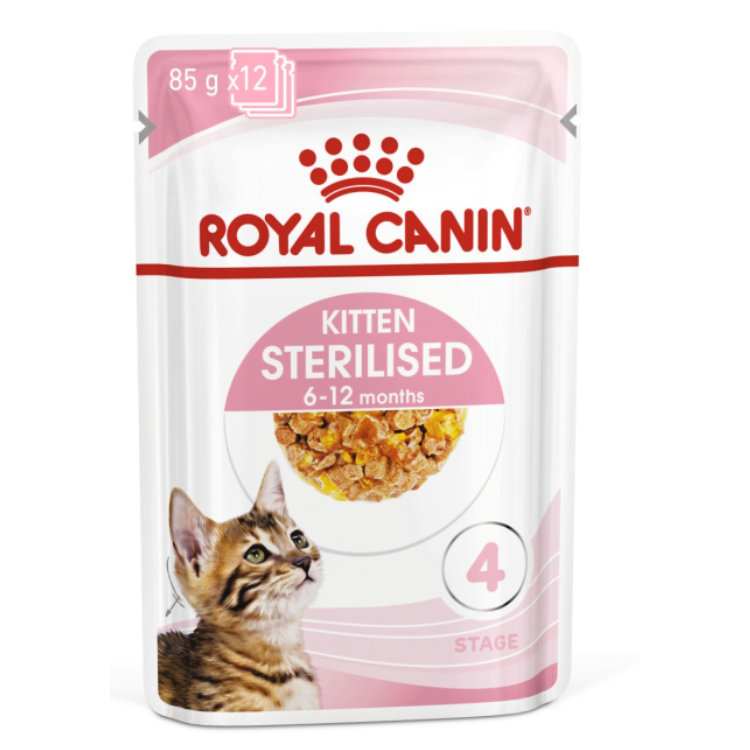 Royal Canin Feline Health Nutrition Kitten Sterilised Jelly (WET FOOD - Pouches) 12 x 85g