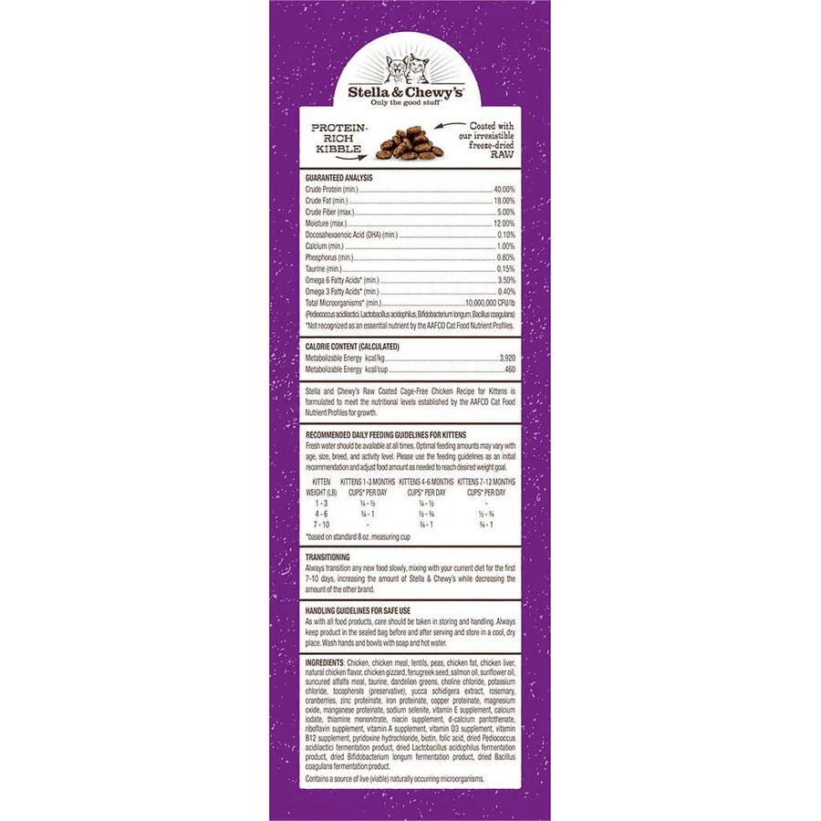 Stella & Chewys Cat Kibble - Raw Coated Cage Free Chicken Recipe for Kittens