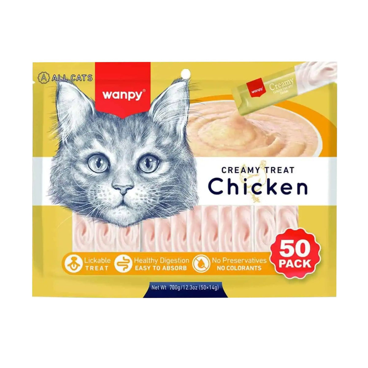 Wanpy Creamy Lickable Cat Treats - Chicken - 50P