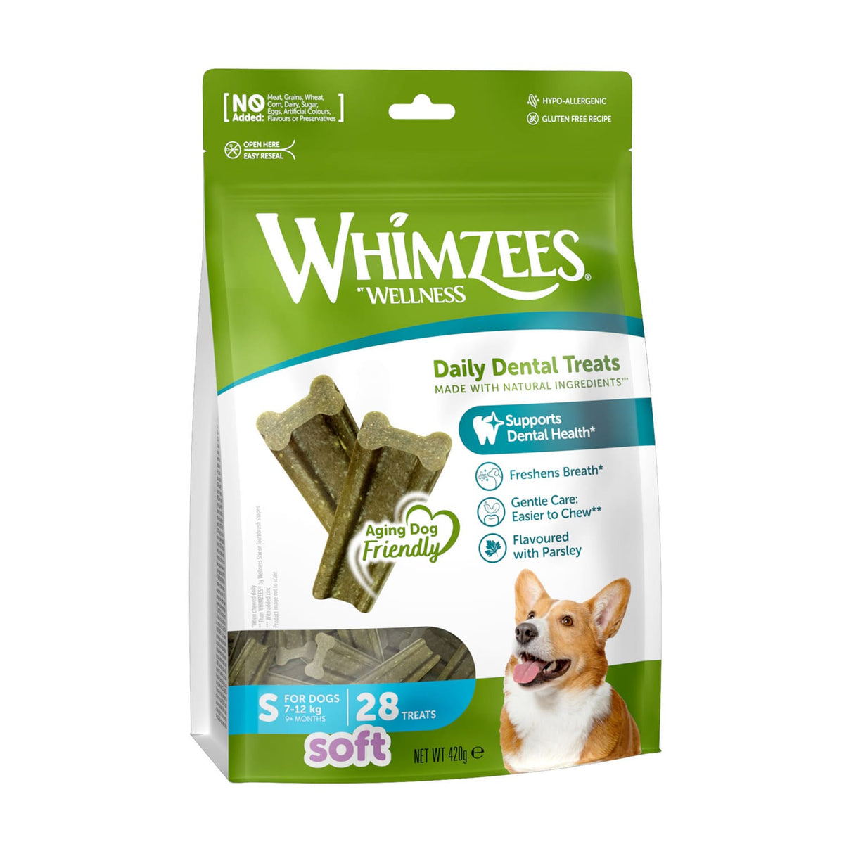Whimzees Soft Daily Dental Dog Treats Value Bag - Small (28 pcs)