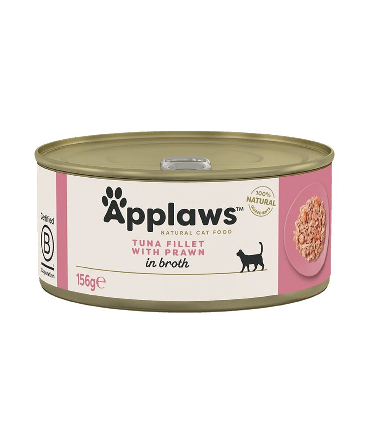 Applaws Tuna Fillet with Prawn in Broth Wet Cat Food 156g Tin
