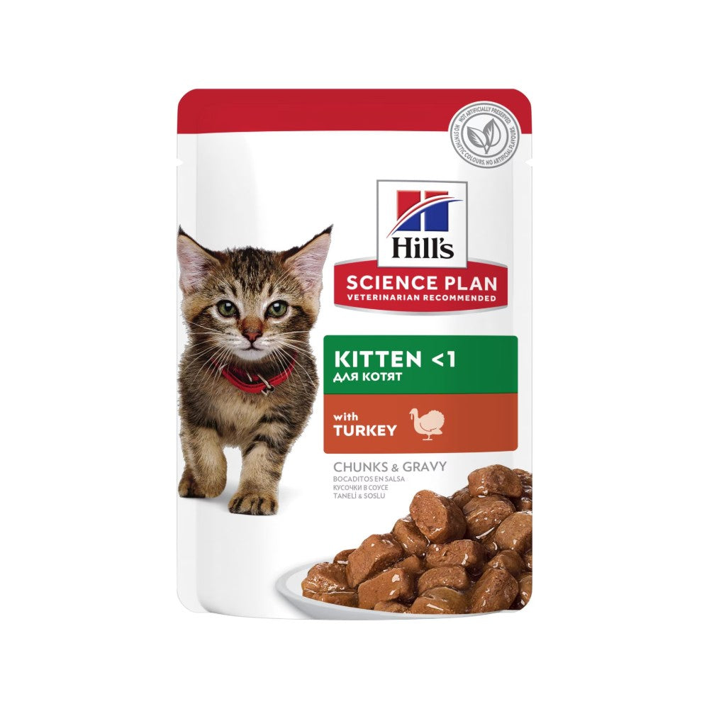 Hill's Science Plan Tender Chunks & Gravy Kitten Turkey Pouches - (12x85g)